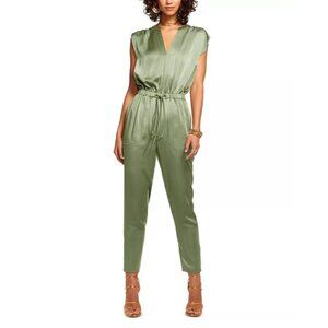 Ramy Brook Hudson Jumpsuit Sleeveless Satin Sage Green Womens Size XS $465 NEW
